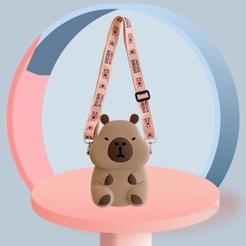 Dječja silikonska crossbody torbica s motivom kapibare — anime uzorak, za osnovnu školu