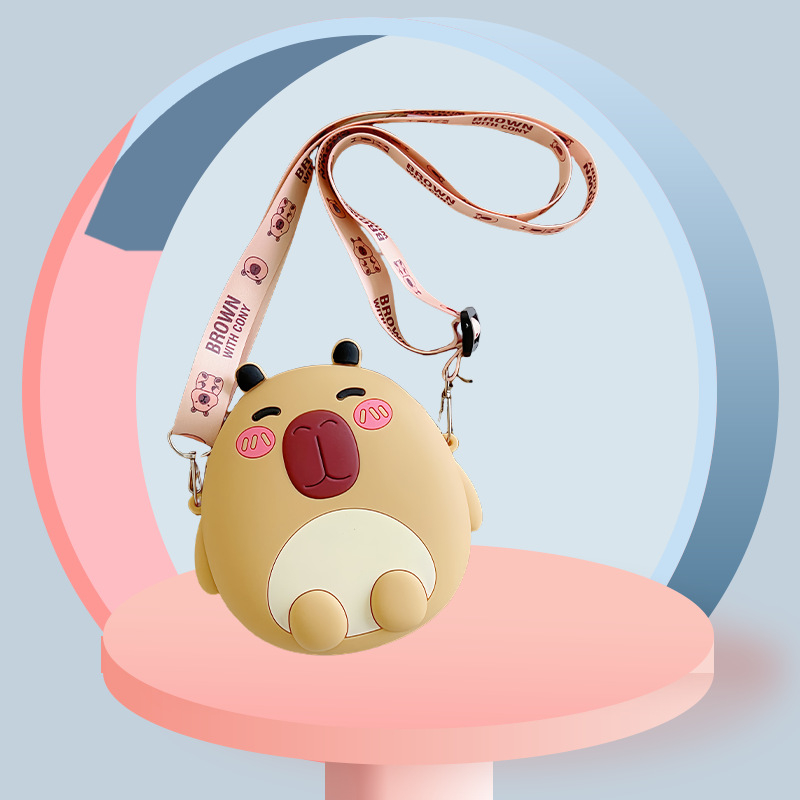 Dječja silikonska crossbody torbica s motivom kapibare — anime uzorak, za osnovnu školu