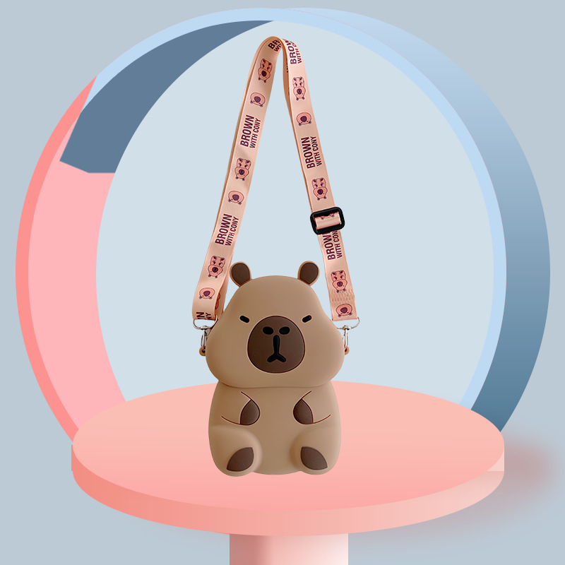 Dječja silikonska crossbody torbica s motivom kapibare — anime uzorak, za osnovnu školu