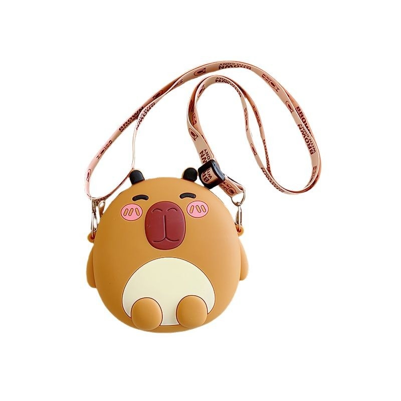 Dječja silikonska crossbody torbica s motivom kapibare — anime uzorak, za osnovnu školu