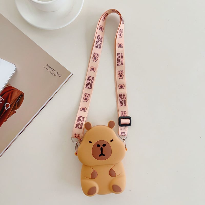 Dječja silikonska crossbody torbica s motivom kapibare — anime uzorak, za osnovnu školu