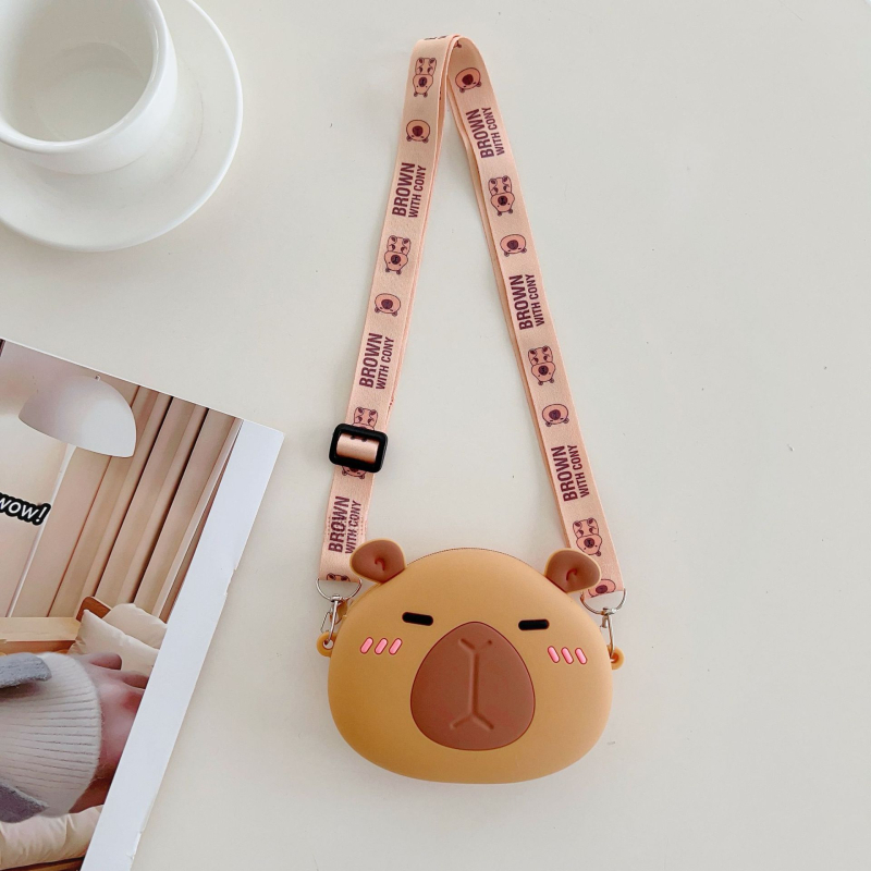 Dječja silikonska crossbody torbica s motivom kapibare — anime uzorak, za osnovnu školu