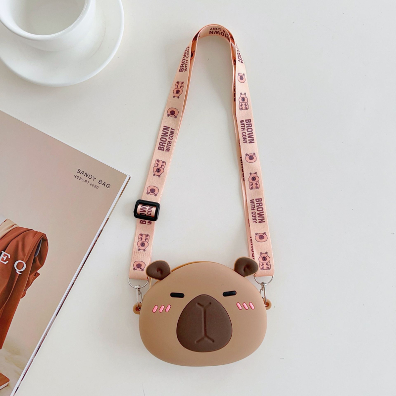 Dječja silikonska crossbody torbica s motivom kapibare — anime uzorak, za osnovnu školu