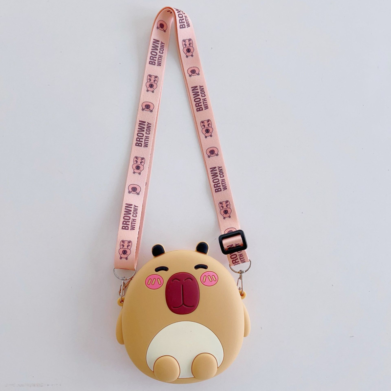 Dječja silikonska crossbody torbica s motivom kapibare — anime uzorak, za osnovnu školu