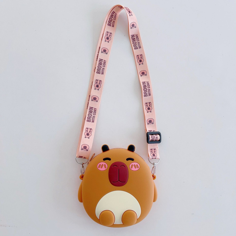 Dječja silikonska crossbody torbica s motivom kapibare — anime uzorak, za osnovnu školu