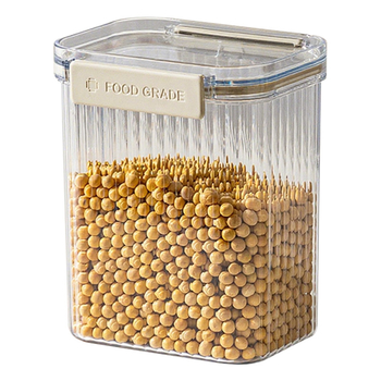 Recipient sigilat din plastic pentru cereale și bunuri uscate, pătrat, 1-2 L, stil modern minimalist, personalizare disponibilă, etichetă privată autorizată