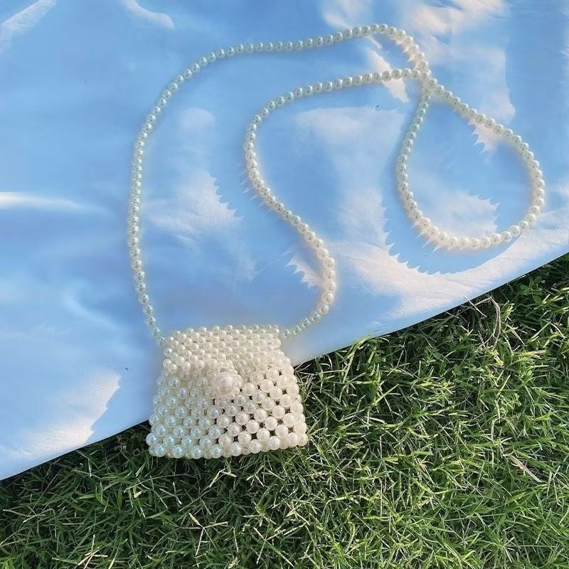 Dječja torbica od perli — crossbody s džepom za novčiće, geometrijski uzorak, lagana