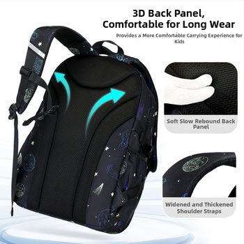 Rucsac pentru băieți – design anime cu cer înstelat, din Oxford, respirabil, rezistent la apă, ultra-ușor, protecție pentru coloană, curele de umăr curbate