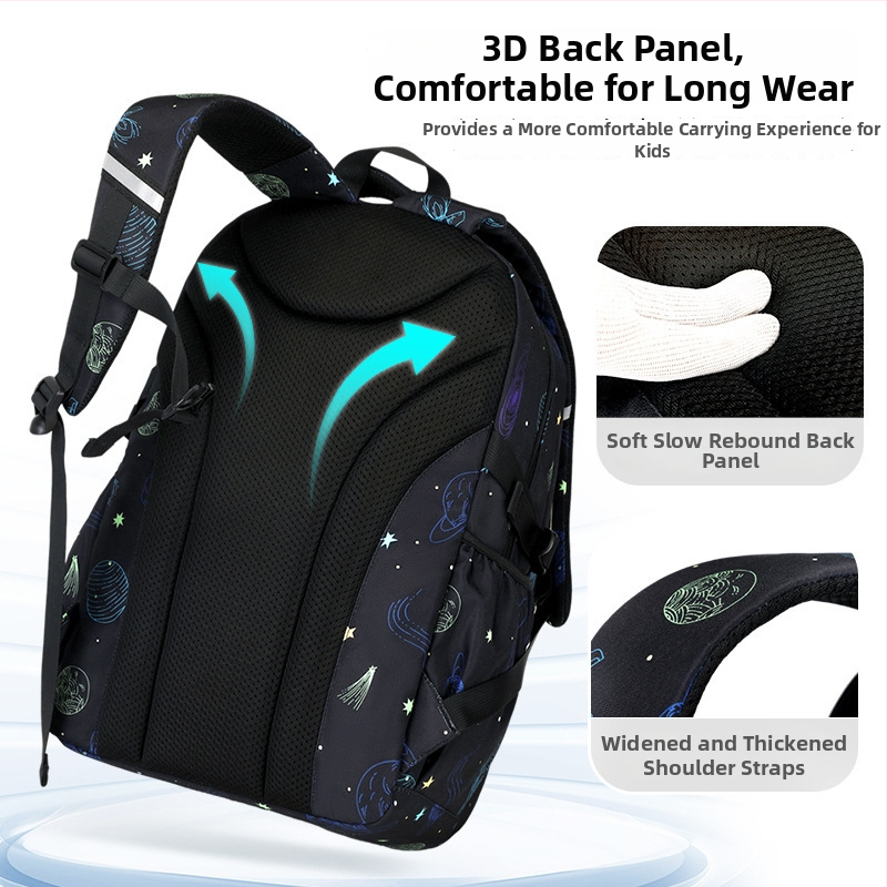 Rucsac pentru băieți – design anime cu cer înstelat, din Oxford, respirabil, rezistent la apă, ultra-ușor, protecție pentru coloană, curele de umăr curbate