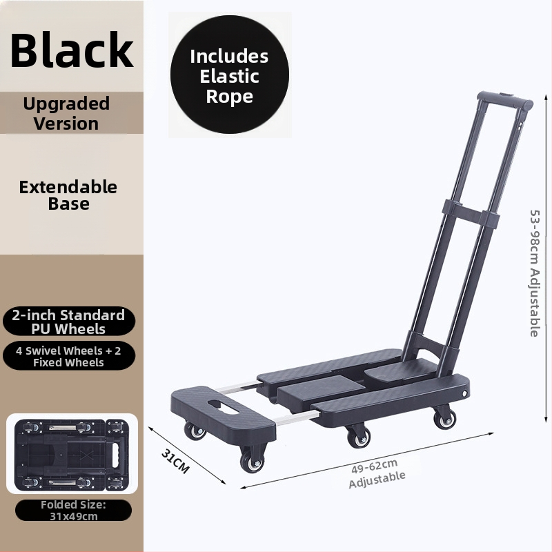Cărucior pliabil de transport, cu cadru din oțel carbon și capacitate de 200 kg