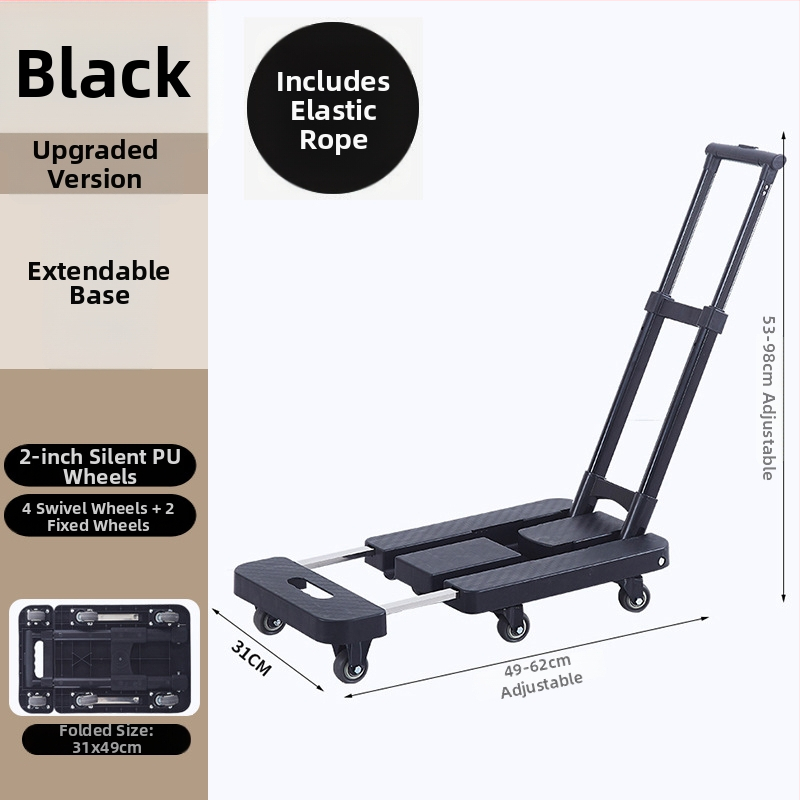 Cărucior pliabil de transport, cu cadru din oțel carbon și capacitate de 200 kg