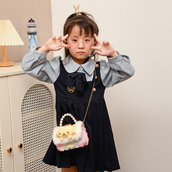 Dječja crossbody torba Kuromi - pliš, životinjski uzorak, Chanel stil, za djevojčice 3–12 godina