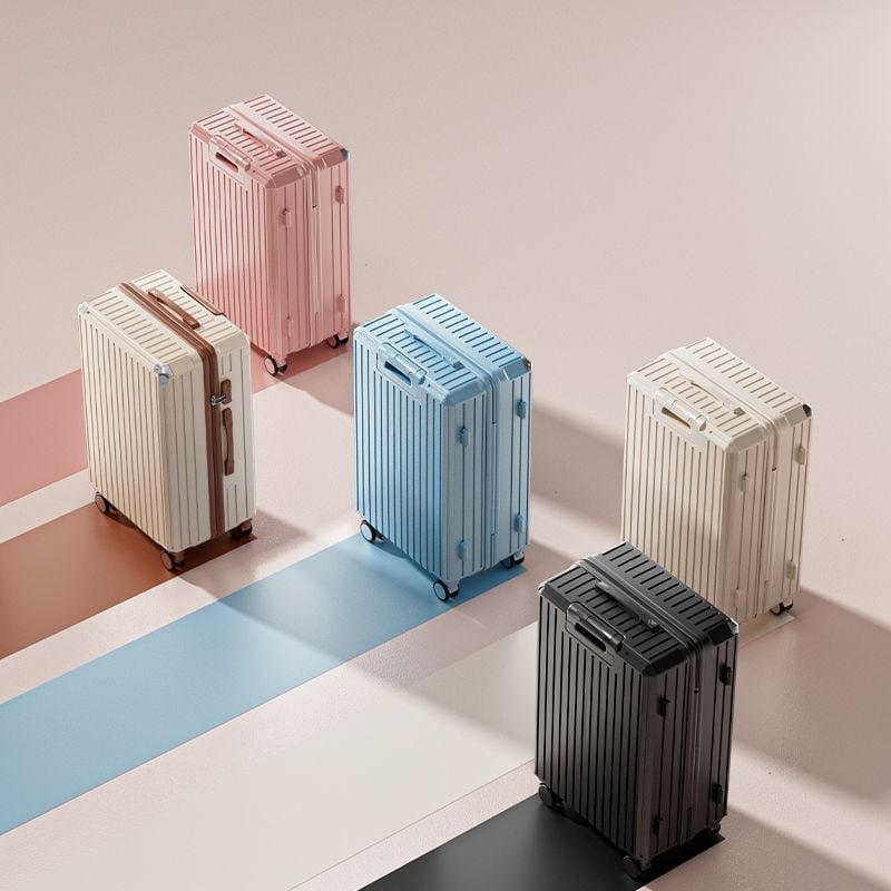 Jane Dance valiză de călătorie mari capacitate, fibră de carbon, roți universale, închidere cu fermoar, strat extensibil, căptușeală ABS+PC