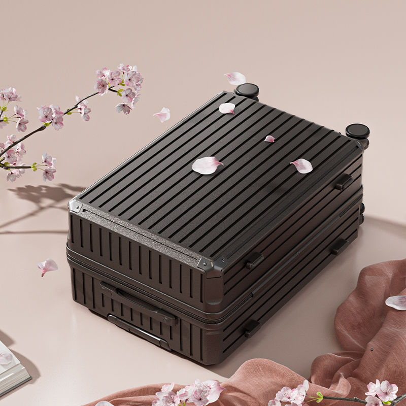 Jane Dance valiză de călătorie mari capacitate, fibră de carbon, roți universale, închidere cu fermoar, strat extensibil, căptușeală ABS+PC