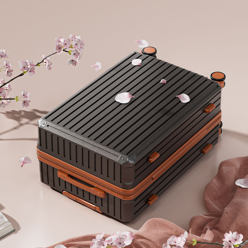 Jane Dance valiză de călătorie mari capacitate, fibră de carbon, roți universale, închidere cu fermoar, strat extensibil, căptușeală ABS+PC