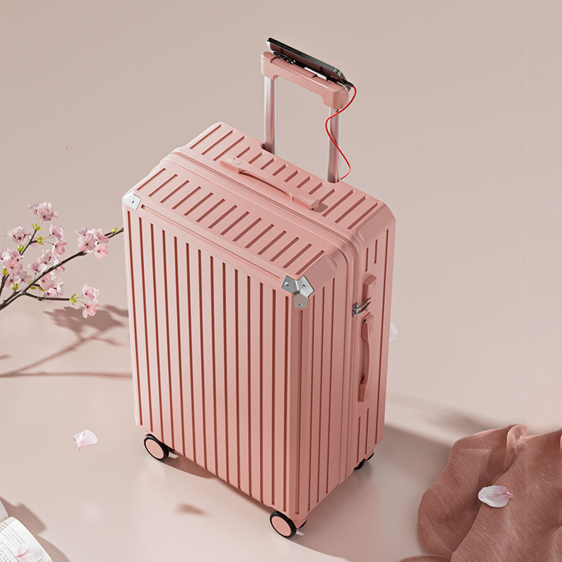 Jane Dance valiză de călătorie mari capacitate, fibră de carbon, roți universale, închidere cu fermoar, strat extensibil, căptușeală ABS+PC