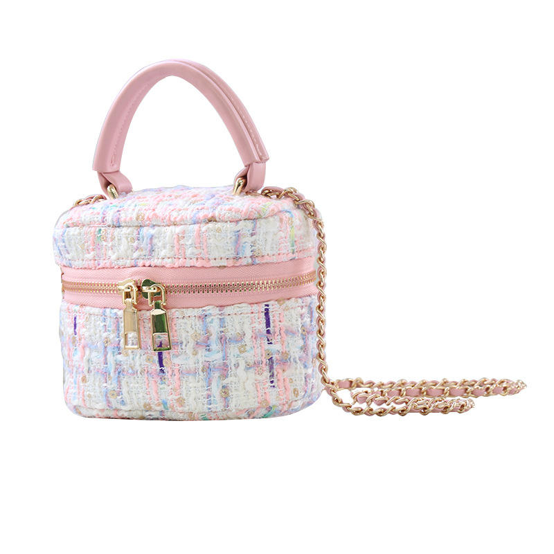 Geantă crossbody box pentru femei — bumbac și in, model grilă, respirabilă, ultra-ușoară, izolată, primăvara 2025, urban minimalist