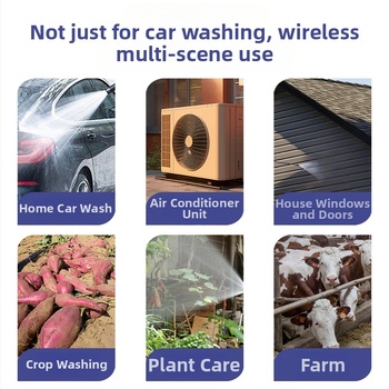 Pistol de spălat auto fără fir, reîncărcabil, motor brushless, ABS plastic, rază de pulverizare 8-10 m