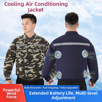 Palton de lucru masculin de vară cu patru ventilatoare pentru răcire, protecție reflectivă solară, 100% poliester