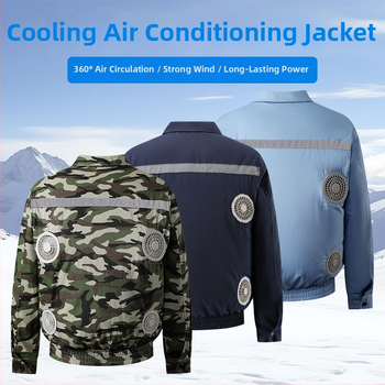 Palton de lucru masculin de vară cu patru ventilatoare pentru răcire, protecție reflectivă solară, 100% poliester