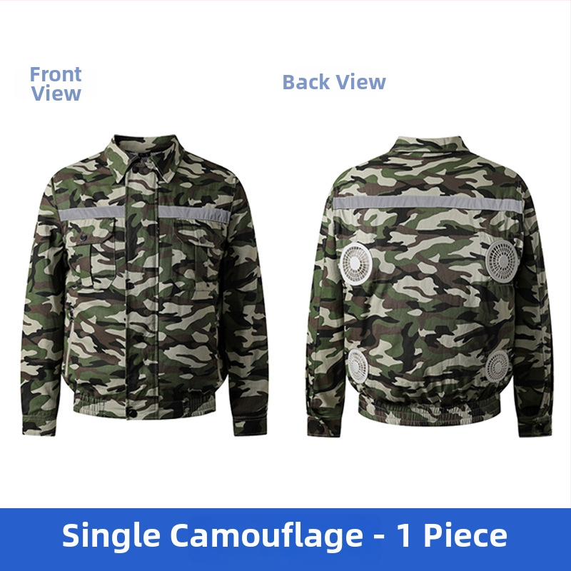 Palton de lucru masculin de vară cu patru ventilatoare pentru răcire, protecție reflectivă solară, 100% poliester