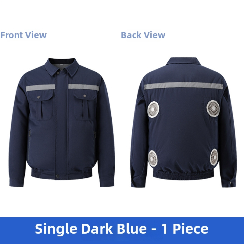 Palton de lucru masculin de vară cu patru ventilatoare pentru răcire, protecție reflectivă solară, 100% poliester