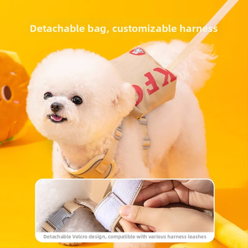 Регулируема жилетка за кучета с 3D дизайн на карикатура, нейлонов регулируем гръден ремък, вградена раница за малки кучета, каишка за разходки