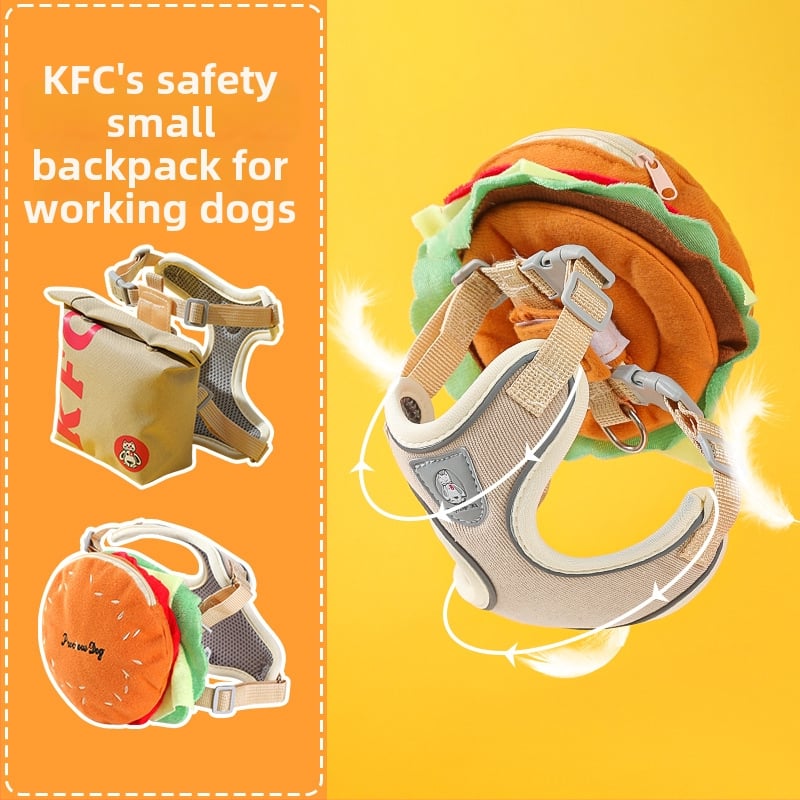 Регулируема жилетка за кучета с 3D дизайн на карикатура, нейлонов регулируем гръден ремък, вградена раница за малки кучета, каишка за разходки