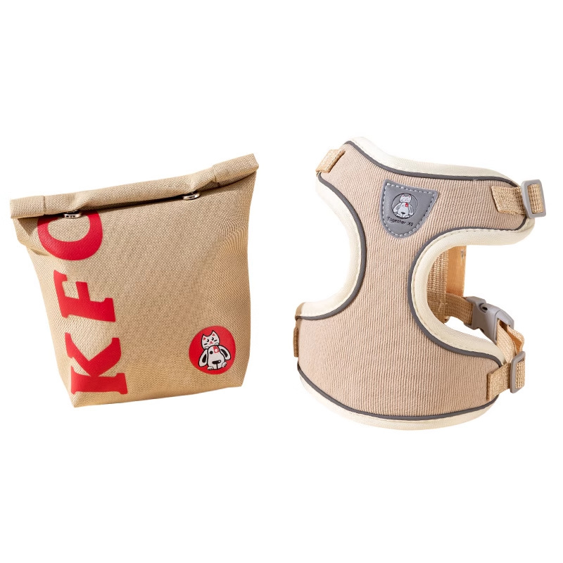 Регулируема жилетка за кучета с 3D дизайн на карикатура, нейлонов регулируем гръден ремък, вградена раница за малки кучета, каишка за разходки