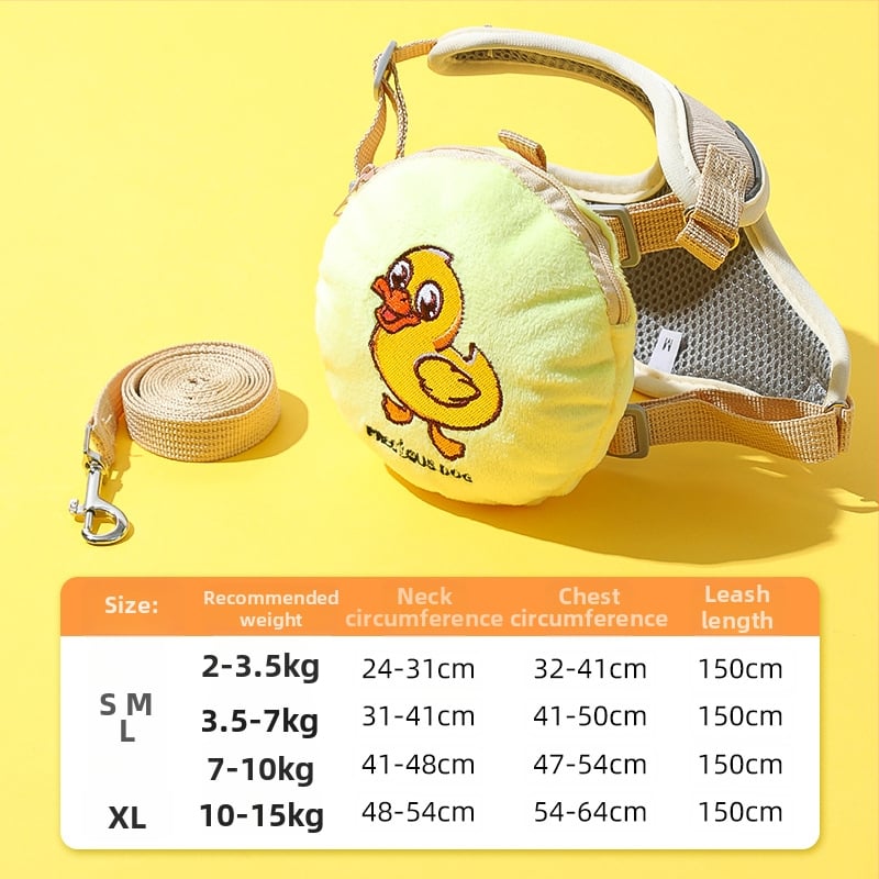 Регулируема жилетка за кучета с 3D дизайн на карикатура, нейлонов регулируем гръден ремък, вградена раница за малки кучета, каишка за разходки