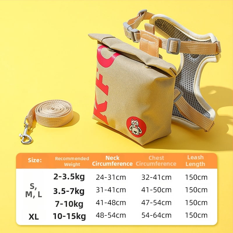 Регулируема жилетка за кучета с 3D дизайн на карикатура, нейлонов регулируем гръден ремък, вградена раница за малки кучета, каишка за разходки