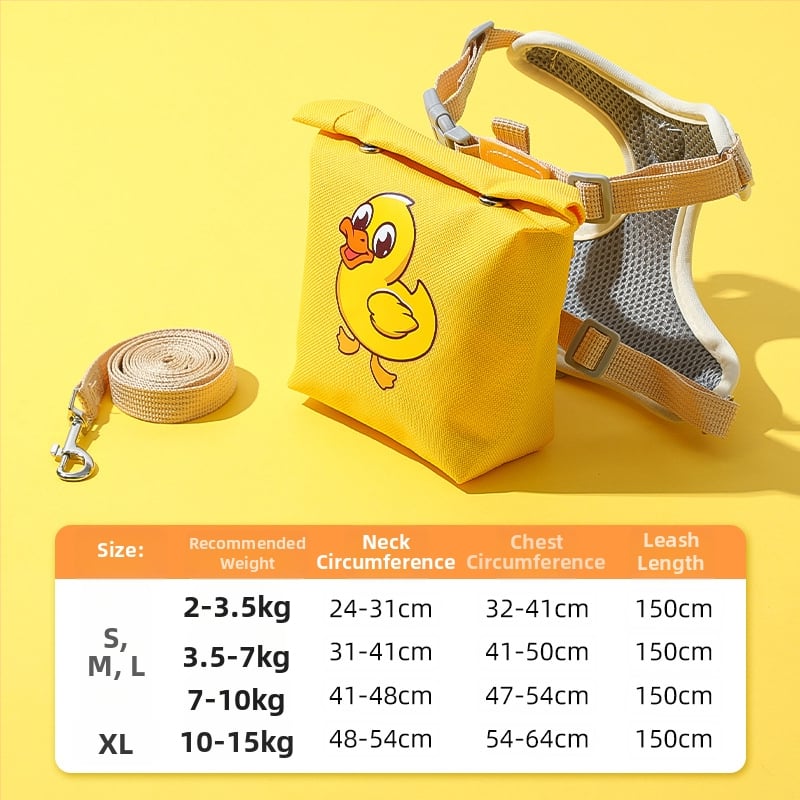 Регулируема жилетка за кучета с 3D дизайн на карикатура, нейлонов регулируем гръден ремък, вградена раница за малки кучета, каишка за разходки