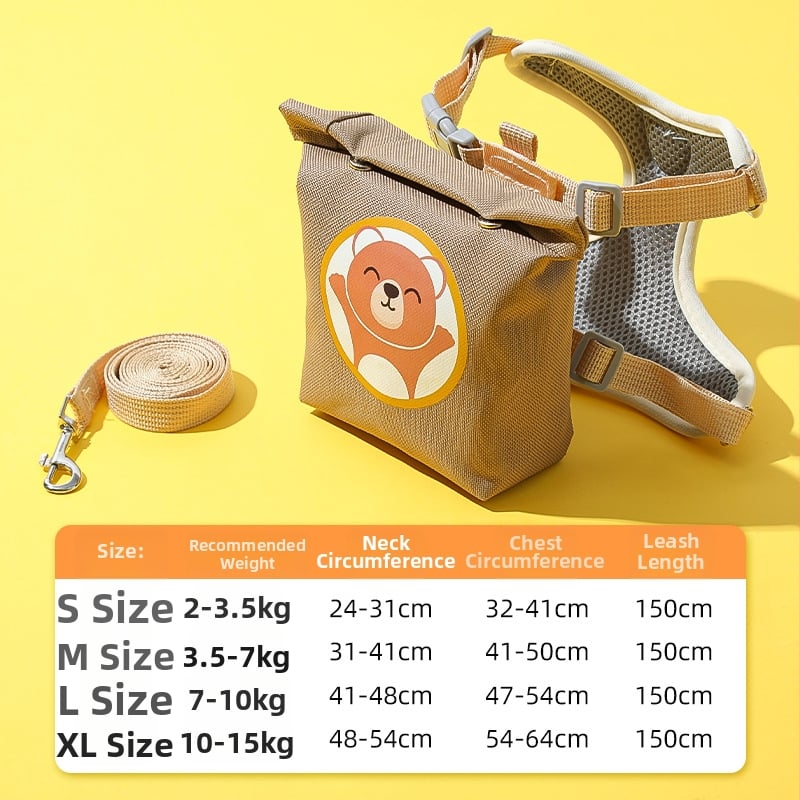 Регулируема жилетка за кучета с 3D дизайн на карикатура, нейлонов регулируем гръден ремък, вградена раница за малки кучета, каишка за разходки