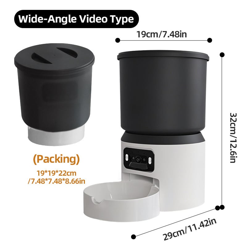 Έξυπνος αυτόματος τροφοδότης για γάτες και σκύλους, χωρητικότητα 4L, προγραμματιζόμενη δοσολογία, απομακρυσμένος έλεγχος με βίντεο και ήχο, κάμερα, συμβατή εφαρμογή