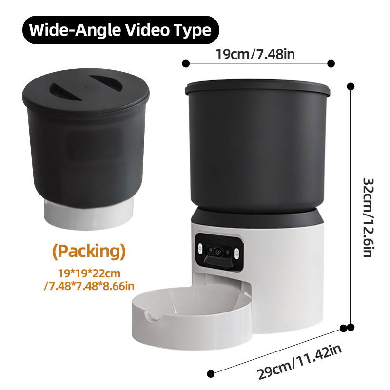 Έξυπνος αυτόματος τροφοδότης για γάτες και σκύλους, χωρητικότητα 4L, προγραμματιζόμενη δοσολογία, απομακρυσμένος έλεγχος με βίντεο και ήχο, κάμερα, συμβατή εφαρμογή