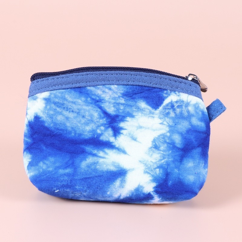 Pamučni novčanik za kovanice s prugastim uzorkom, biljno bojanje tie-dye, unisex, lansiran u proljeće 2025.