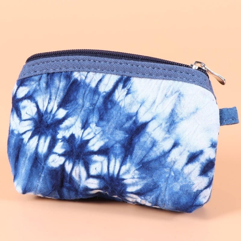 Pamučni novčanik za kovanice s prugastim uzorkom, biljno bojanje tie-dye, unisex, lansiran u proljeće 2025.