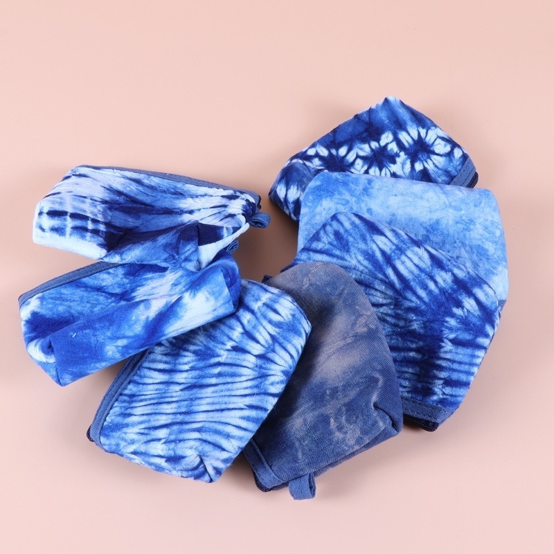 Pamučni novčanik za kovanice s prugastim uzorkom, biljno bojanje tie-dye, unisex, lansiran u proljeće 2025.