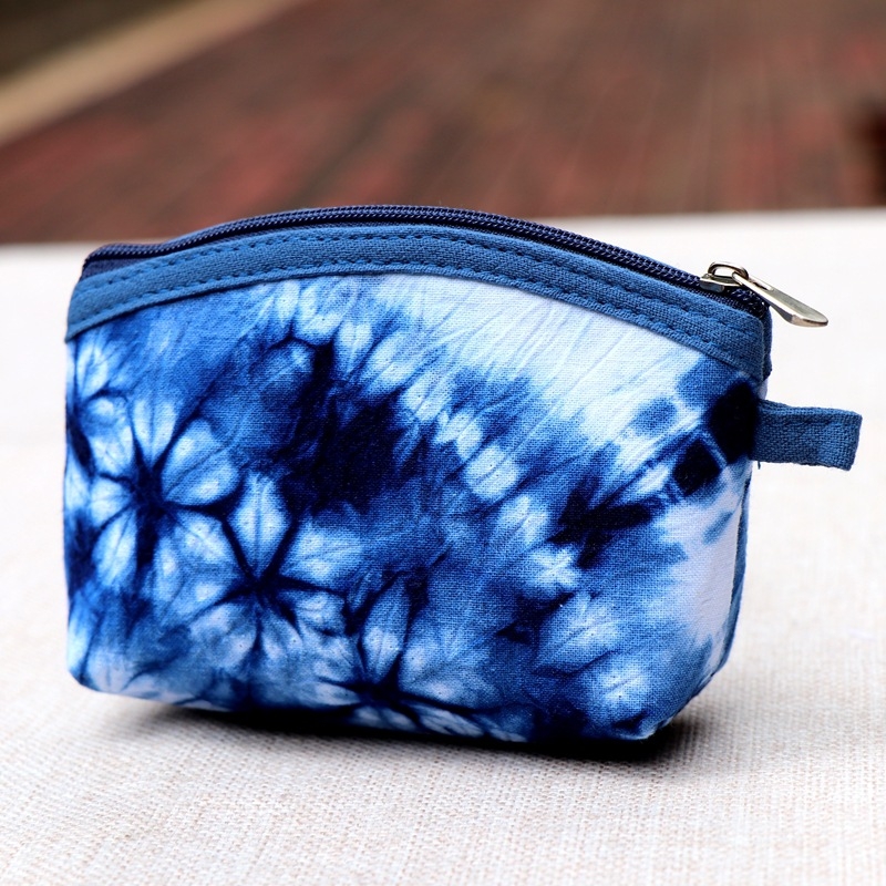 Pamučni novčanik za kovanice s prugastim uzorkom, biljno bojanje tie-dye, unisex, lansiran u proljeće 2025.