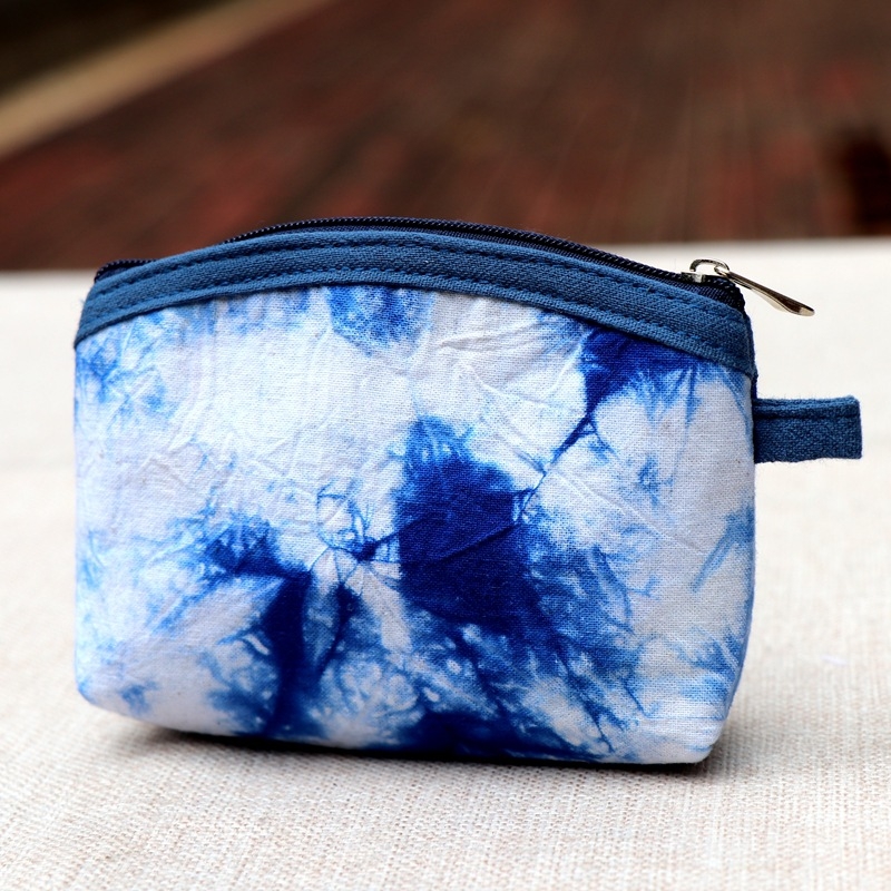 Pamučni novčanik za kovanice s prugastim uzorkom, biljno bojanje tie-dye, unisex, lansiran u proljeće 2025.