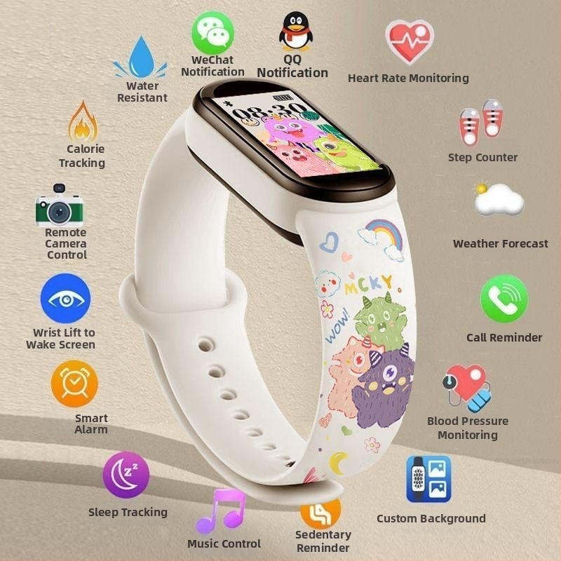 M8 pametni narukvica: brojanje koraka, otkucaji srca, krvni tlak, SpO2 i praćenje sna; Bluetooth s Android kompatibilnošću; silikonska narukvica; do 7 dana trajanja baterije; dnevna vodootpornost