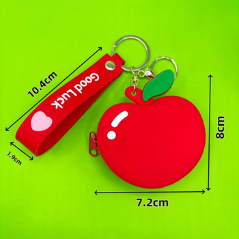 Portofel pentru monede din silicon cu model fructe, căptușeală PU, pentru depozitarea monedelor, utilizare zilnică