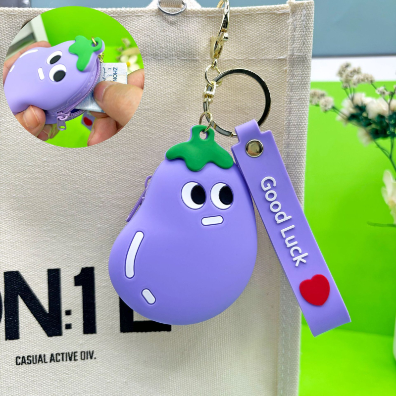 Portofel pentru monede din silicon cu model fructe, căptușeală PU, pentru depozitarea monedelor, utilizare zilnică