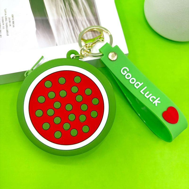 Portofel pentru monede din silicon cu model fructe, căptușeală PU, pentru depozitarea monedelor, utilizare zilnică