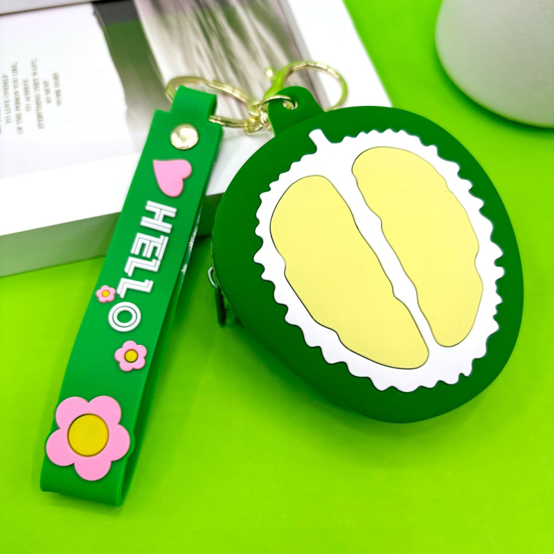 Portofel pentru monede din silicon cu model fructe, căptușeală PU, pentru depozitarea monedelor, utilizare zilnică