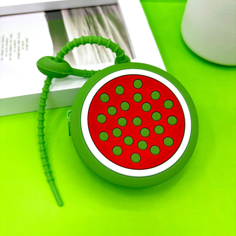 Portofel pentru monede din silicon cu model fructe, căptușeală PU, pentru depozitarea monedelor, utilizare zilnică