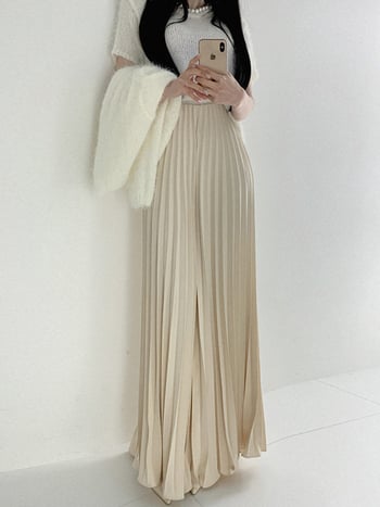 Дълга плисирана пола с 3D ефект и намачкана текстура, полиестерна смес (30-50%), ретро стил