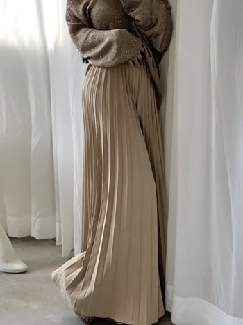 Дълга плисирана пола с 3D ефект и намачкана текстура, полиестерна смес (30-50%), ретро стил