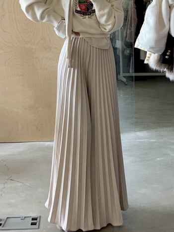 Дълга плисирана пола с 3D ефект и намачкана текстура, полиестерна смес (30-50%), ретро стил