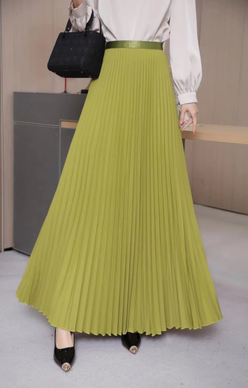 Дълга плисирана пола с 3D ефект и намачкана текстура, полиестерна смес (30-50%), ретро стил